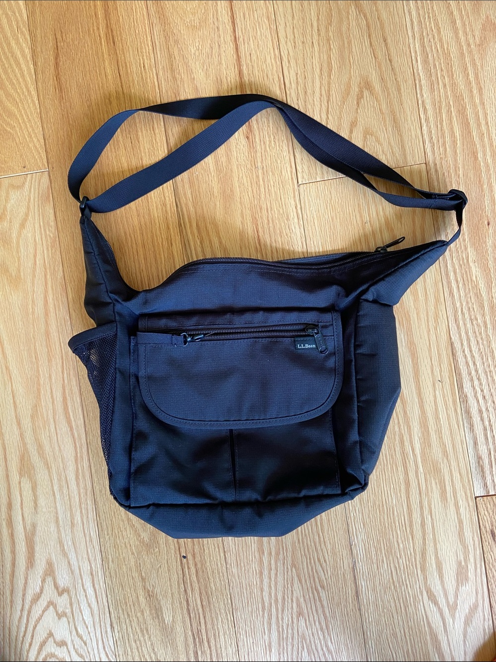 L.L. Bean Black Zip Nylon Crossbody Bag
